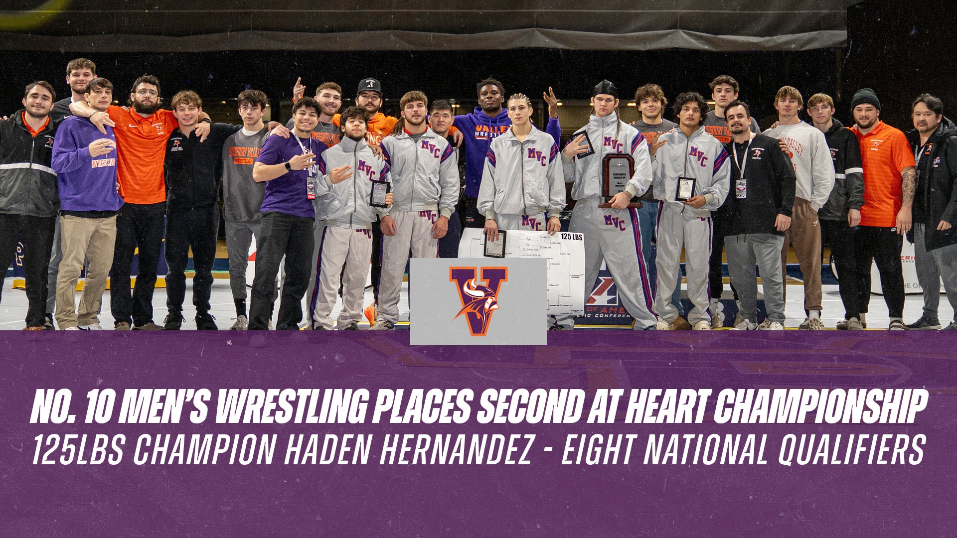 No. 10 Men's Wrestling Places Second, One Individual Champion, Eight National Qualifiers at Heart Championship