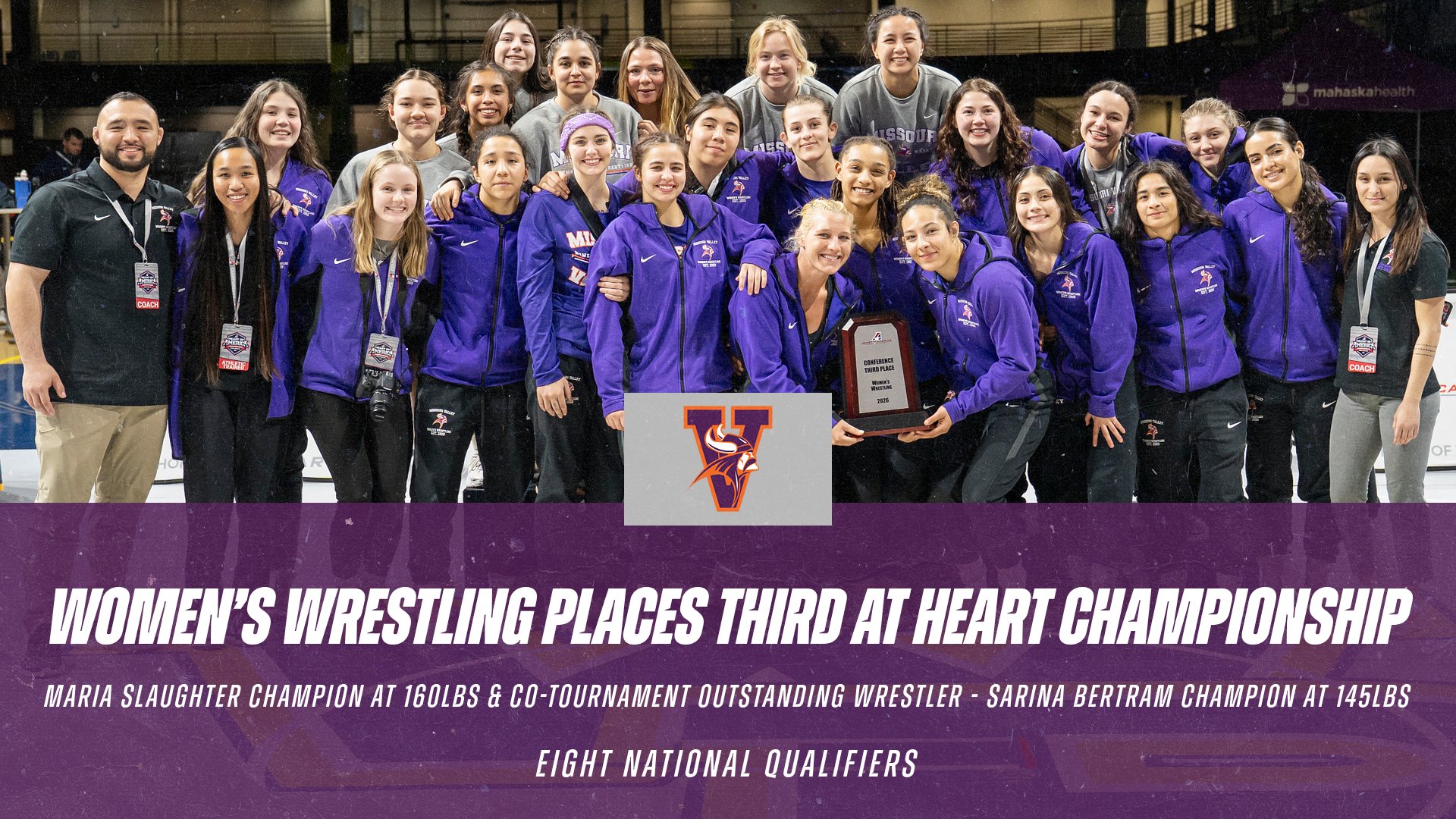 Women's Wrestling Places Third, Produces Two Individual Champions and Eight National Qualifiers at Heart Championship